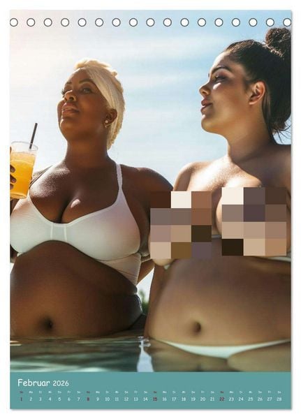 Produktbild: Curvy Pin-up Girls - Verf&uuml;hrerische Rundungen am Pool (Tischkalender 2026 DIN A5 hoch), CALVENDO Monatskalender