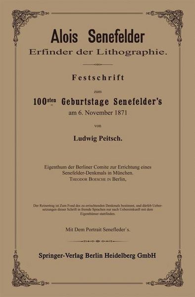 Produktbild: Alois Senefelder Erfinder der Lithographie