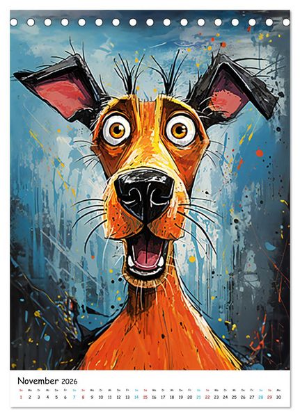 Produktbild: Crazy Dogs Bekannte Hunderassen im Comicstyle (Tischkalender 2026 DIN A5 hoch), CALVENDO Monatskalender