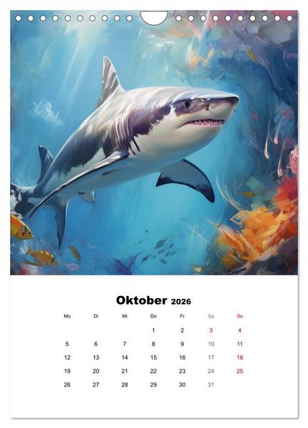 Produktbild: Tanz der Haie. Aquarelle von den K&ouml;nigen der Meere (Wandkalender 2026 DIN A4 hoch), CALVENDO Monatskalender