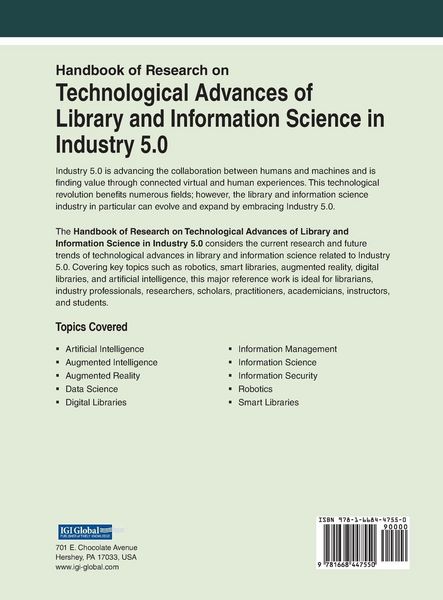 Produktbild: Handbook of Research on Technological Advances of Library and Information Science in Industry 5.0