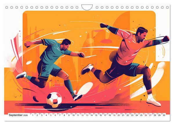 Produktbild: Magie des Fussballs - Illustrierte Emotionen auf dem Rasen (Wandkalender 2026 DIN A4 quer), CALVENDO Monatskalender
