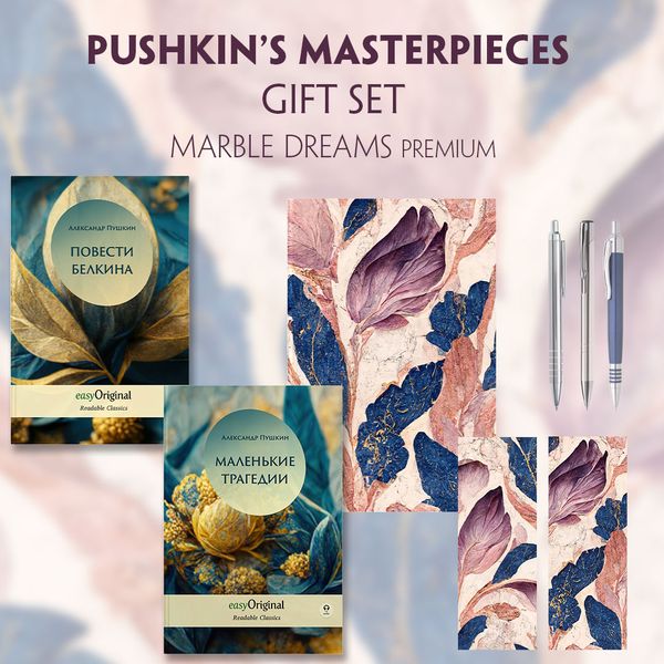 Produktbild: EasyOriginal Readable Classics / Alexander Pushkin's Masterpieces (with audio-online) Readable Classics Geschenkset + Marmortr&auml;ume Schreibset Premium