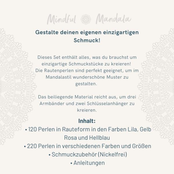 Produktbild: Mindful Mandala - Schmuckset Calm down. Mit Anleitung und Material f&uuml;r 5 Schmuckst&uuml;cke