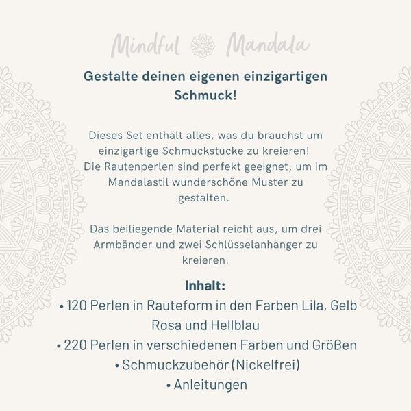 Produktbild: Mindful Mandala - Schmuckset Calm down. Mit Anleitung und Material f&uuml;r 5 Schmuckst&uuml;cke