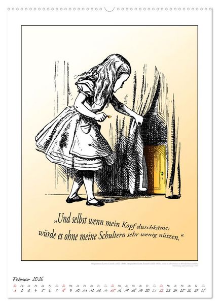 Produktbild: Alice im Wunderland - Weltliteraturkalender (Wandkalender 2026 DIN A2 hoch), CALVENDO Monatskalender