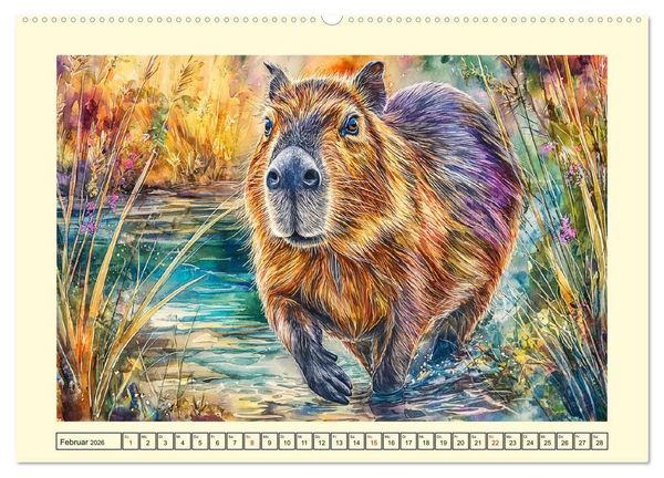 Produktbild: Wasserschweine. Bezaubernde Capybaras in der Natur (Wandkalender 2026 DIN A2 quer), CALVENDO Monatskalender