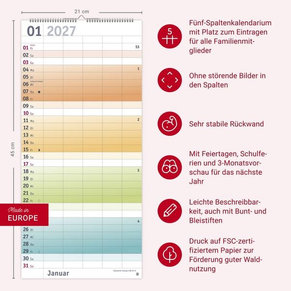 Produktbild: Bunte Wochen Familienplaner 2027