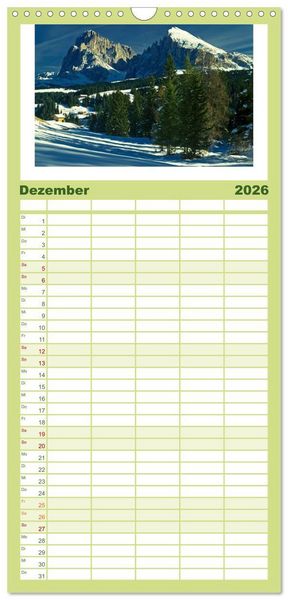 Produktbild: Familienplaner 2026 - S&Uuml;DTIROL - Land der Berge mit 5 Spalten (Wandkalender, 21 x 45 cm) CALVENDO