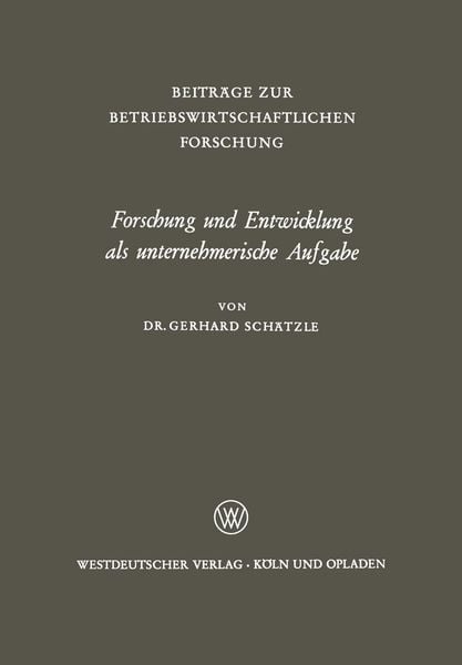 Produktbild: Forschung und Entwicklung als unternehmerische Aufgabe