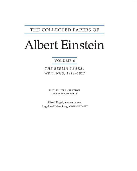 Produktbild: The Collected Papers of Albert Einstein, Volume 6 (English)