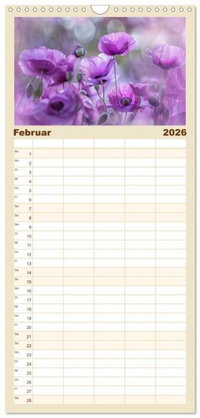 Produktbild: Familienplaner 2026 - Bezaubernde Mohnblumen mit 5 Spalten (Wandkalender, 21 x 45 cm) CALVENDO