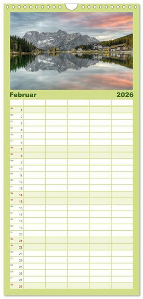 Produktbild: Familienplaner 2026 - Faszination Dolomiten mit 5 Spalten (Wandkalender, 21 x 45 cm) CALVENDO