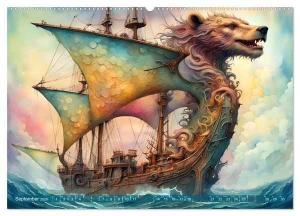 Produktbild: Fantasie-Drachensegelschiffe (Wandkalender 2026 DIN A2 quer), CALVENDO Monatskalender
