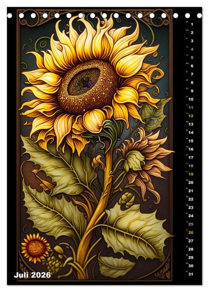 Produktbild: Jugendstil Blumen (Tischkalender 2026 DIN A5 hoch), CALVENDO Monatskalender