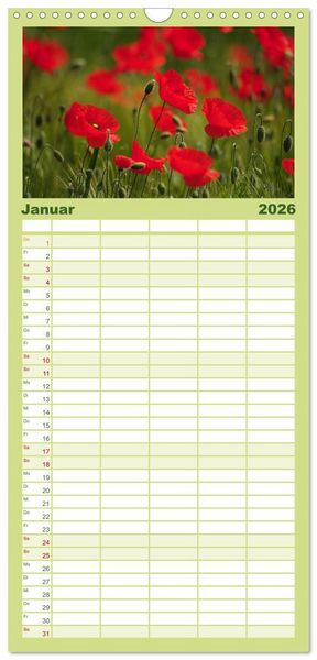 Produktbild: Familienplaner 2026 - Mohnblumen Tr&auml;ume mit 5 Spalten (Wandkalender, 21 x 45 cm) CALVENDO