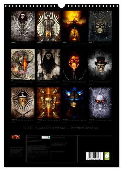 Produktbild: S.O.D. - Skulls Of Death Vol. I - Totenkopf Artworks (Wandkalender 2026 DIN A3 hoch), CALVENDO Monatskalender