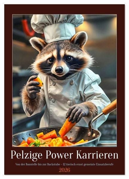 Pelzige Power Karrieren. Von der Baustelle bis zur Backstube, 12 tierisch ernst gemeinte Einsatzberuf (Wandkalender 2026 DIN A4 hoch), CALVENDO Monats