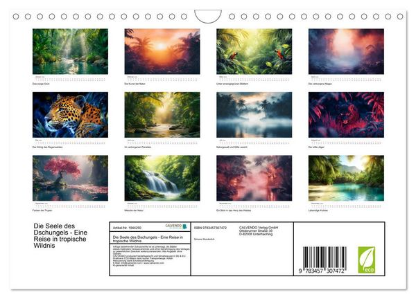 Produktbild: Die Seele des Dschungels - Eine Reise in tropische Wildnis (Wandkalender 2026 DIN A4 quer), CALVENDO Monatskalender