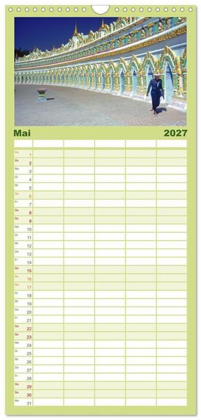 Produktbild: Familienplaner 2027 - Myanmar Land der Tempel und Pagoden mit 5 Spalten (Wandkalender, 21 x 45 cm) CALVENDO