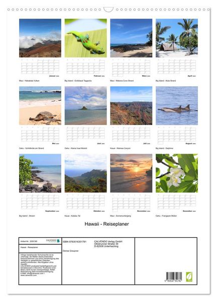 Produktbild: Hawaii - Reiseplaner (Wandkalender 2026 DIN A2 hoch), CALVENDO Monatskalender