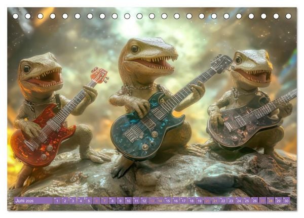 Produktbild: Dinos rocken ab (Tischkalender 2026 DIN A5 quer), CALVENDO Monatskalender