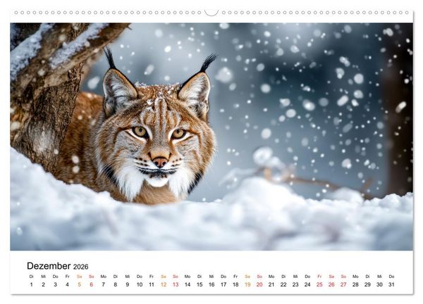Produktbild: Luchse - die Stimme der Wildnis (hochwertiger Premium Wandkalender 2026 DIN A2 quer), Kunstdruck in Hochglanz