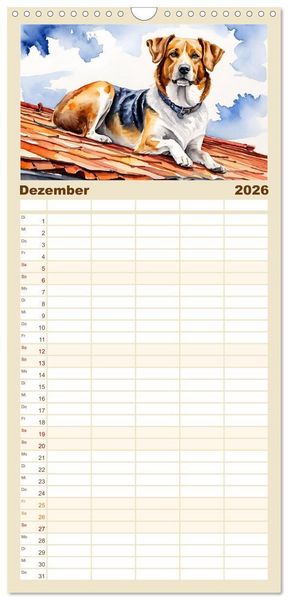 Produktbild: Familienplaner 2026 - Hundetr&auml;ume mit 5 Spalten (Wandkalender, 21 x 45 cm) CALVENDO