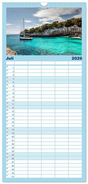 Produktbild: Familienplaner 2026 - Mallorca - Ahoi mit 5 Spalten (Wandkalender, 21 x 45 cm) CALVENDO