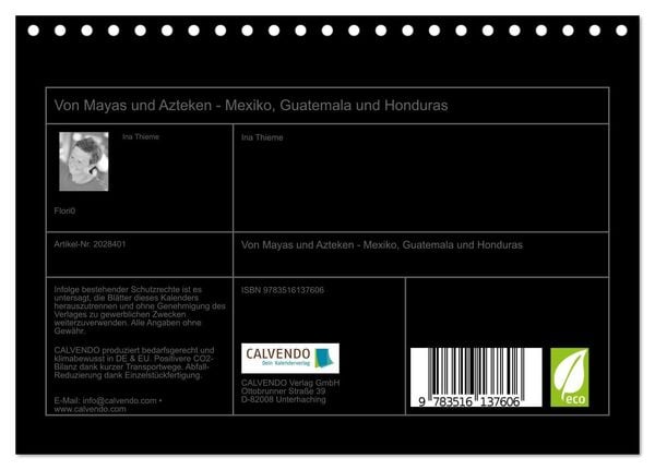 Produktbild: Von Mayas und Azteken - Mexiko, Guatemala und Honduras (Tischkalender 2026 DIN A5 quer), CALVENDO Monatskalender