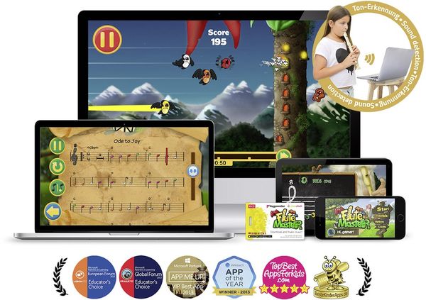 Produktbild: Flute Master (App) mit Blockfl&ouml;te aus Holz-Kunststoff (deutsche Griffweise)