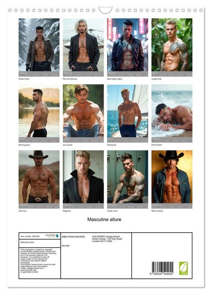 Produktbild: Masculine allure (Wall Calendar 2026 DIN A3 portrait), CALVENDO 12 Month Wall Calendar
