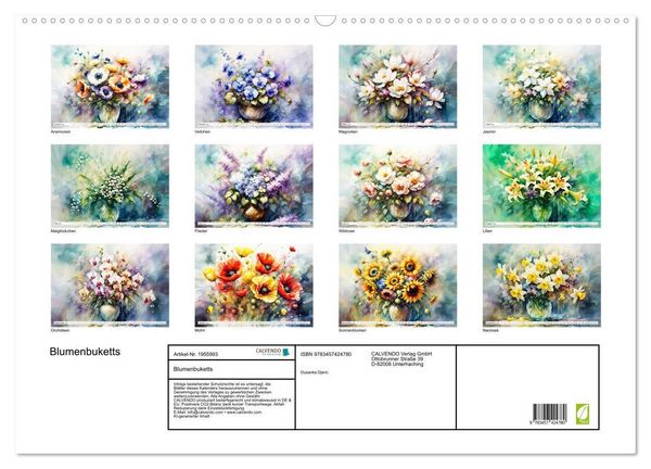 Produktbild: Blumenbuketts (Wandkalender 2026 DIN A2 quer), CALVENDO Monatskalender