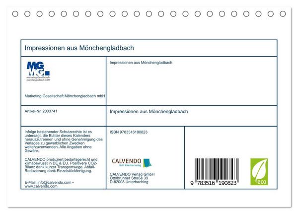 Produktbild: Impressionen aus M&ouml;nchengladbach (Tischkalender 2026 DIN A5 quer), CALVENDO Monatskalender