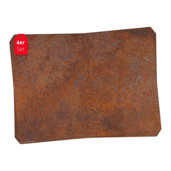 Produktbild: Tischsetmacher Tischsets Stahlplatte Rost Optik, aus hochwertigem Vinyl (4 St&uuml;ck), 44 x 32 cm