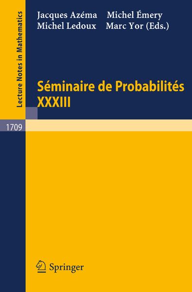Produktbild: Seminaire de Probabilites XXXIII