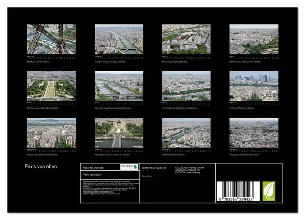 Produktbild: Paris von oben (Wandkalender 2026 DIN A4 quer), CALVENDO Monatskalender