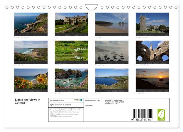 Produktbild: Sights and Views in Cornwall (Wall Calendar 2026 DIN A4 landscape), CALVENDO 12 Month Wall Calendar