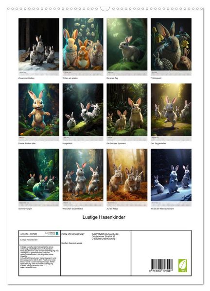 Produktbild: Lustige Hasenkinder (hochwertiger Premium Wandkalender 2026 DIN A2 hoch), Kunstdruck in Hochglanz
