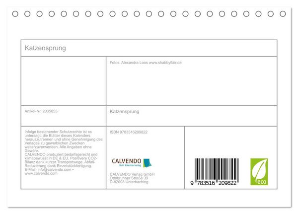 Produktbild: Katzensprung (Tischkalender 2026 DIN A5 quer), CALVENDO Monatskalender