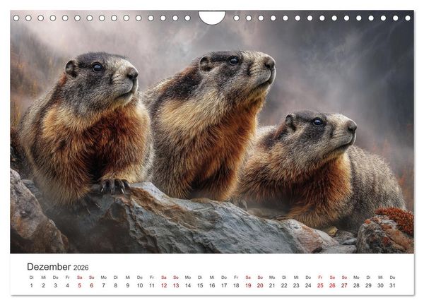 Produktbild: Alpenpl&uuml;sch - Mit Murmeltieren durchs Jahr (Wandkalender 2026 DIN A4 quer), CALVENDO Monatskalender