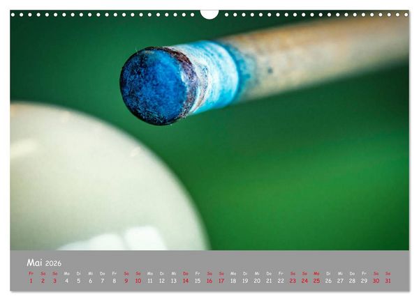 Produktbild: Freizeit Billard - Queue, Kugeln, Kreide und Tisch (Wandkalender 2026 DIN A3 quer), CALVENDO Monatskalender