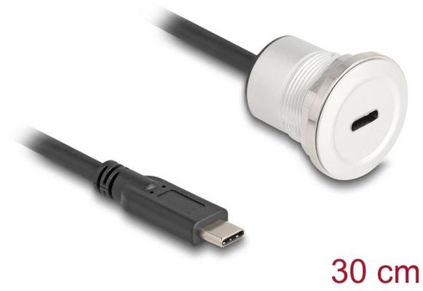 Produktbild: Delock USB-C&reg; Kabel USB-C&reg; Stecker, USB-C&reg; Buchse 0.30m Schwarz, Silber 88183