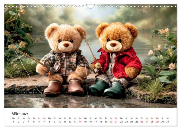 Produktbild: Teddyb&auml;ren - im Doppelpack durchs Jahr (Wandkalender 2027 DIN A3 quer), CALVENDO Monatskalender