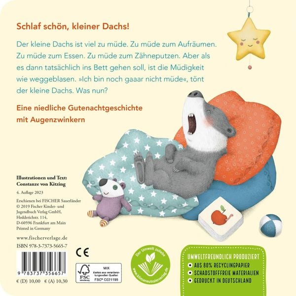 Produktbild: "Ich bin gar nicht m&uuml;de!", sagt der kleine Dachs (Einschlaf-Buch)