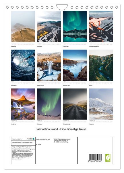 Produktbild: Faszination Island - Eine einmalige Reise. (Wandkalender 2026 DIN A4 hoch), CALVENDO Monatskalender