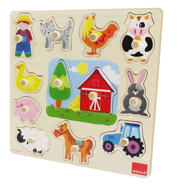 Goula Holzpuzzle Silhouetten Bauernhof, 12-teilig