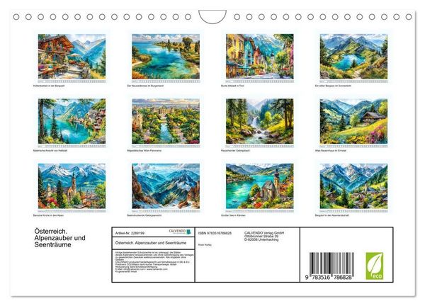Produktbild: &Ouml;sterreich. Alpenzauber und Seentr&auml;ume (Wandkalender 2027 DIN A4 quer), CALVENDO Monatskalender