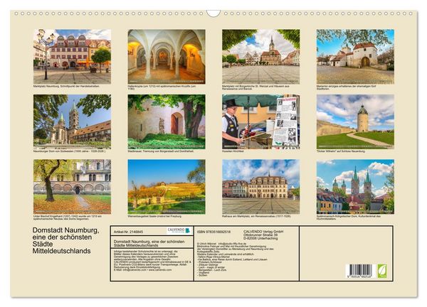 Produktbild: Domstadt Naumburg, eine der sch&ouml;nsten St&auml;dte Mitteldeutschlands (Wandkalender 2026 DIN A2 quer), CALVENDO Monatskalender
