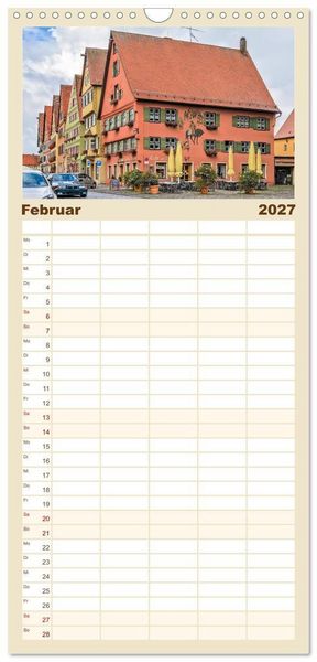 Produktbild: Familienplaner 2027 - Dinkelsb&uuml;hl - Zw&ouml;lf Momente in der Altstadt mit 5 Spalten (Wandkalender, 21 x 45 cm) CALVENDO
